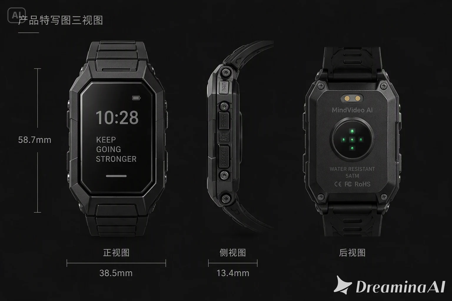 H2 多通道感知报警终端三视图
